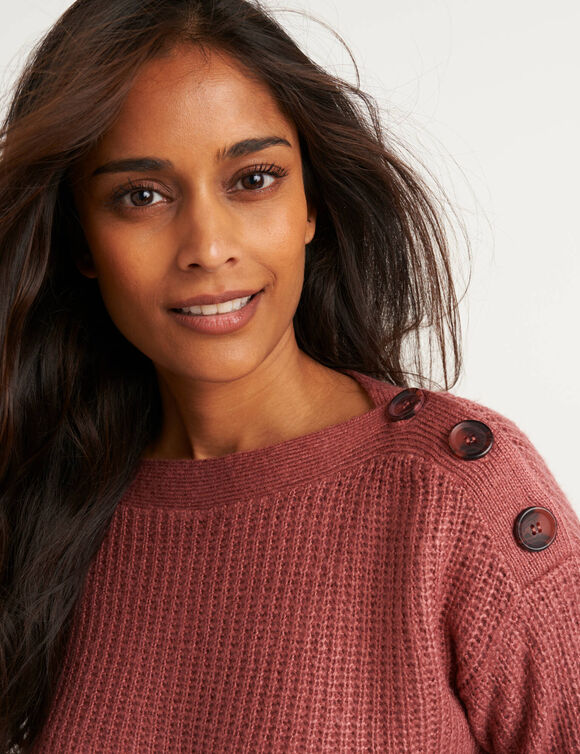 Pull tunique boutonné, toucher doux (terracotta) Pull tunique boutonné, toucher doux (terracotta)